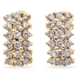 12K Yellow Gold 3-Row 0.70 TCW Diamond Earrings