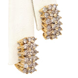 12K Yellow Gold 3-Row 0.70 TCW Diamond Earrings