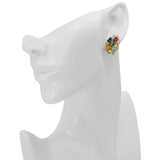 Vintage 14k Yellow Gold Multi Color Jade and Onyx Earrings