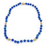 Vintage Ming’s 14k Yellow Gold Lapis Lazuli Beaded Necklace