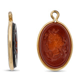 Antique 10k Yellow Gold Sard Intaglio Woman Charm Dangles