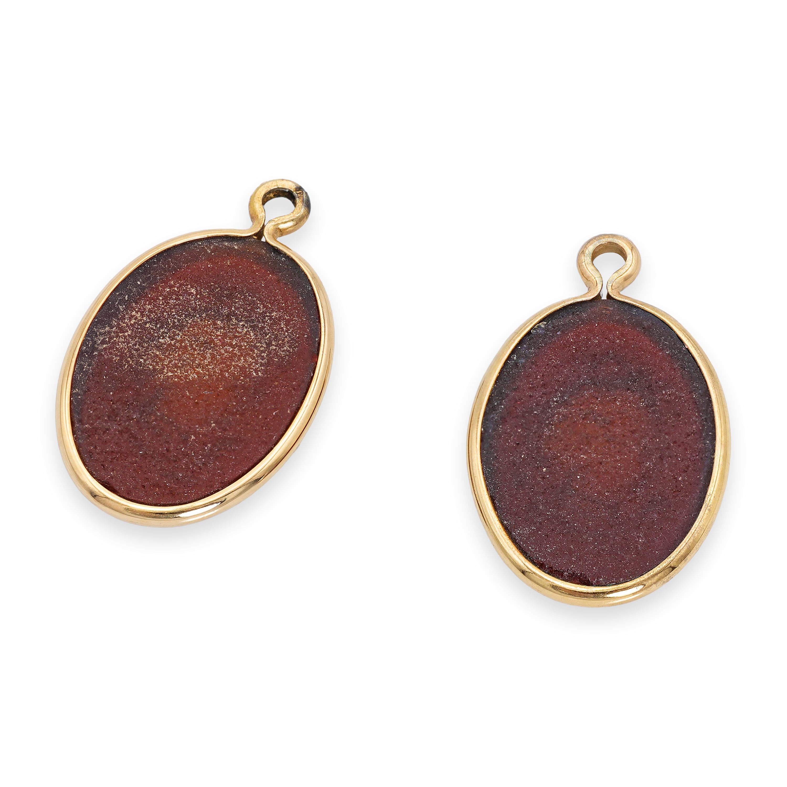 Antique 10k Yellow Gold Sard Intaglio Woman Charm Dangles