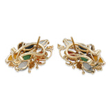 Vintage 14k Yellow Gold Multi Color Jade and Onyx Earrings