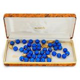Vintage Ming’s 14k Yellow Gold Lapis Lazuli Beaded Necklace