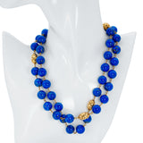 Vintage Ming’s 14k Yellow Gold Lapis Lazuli Beaded Necklace