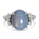 Vintage Platinum and Gold Star Sapphire and Diamond Ring