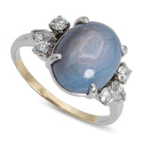 Vintage Platinum and Gold Star Sapphire and Diamond Ring
