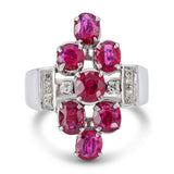 Vintage Ruby and Diamond Cluster Cocktail Ring