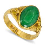 Vintage 23k Yellow Gold Green Jade Ring