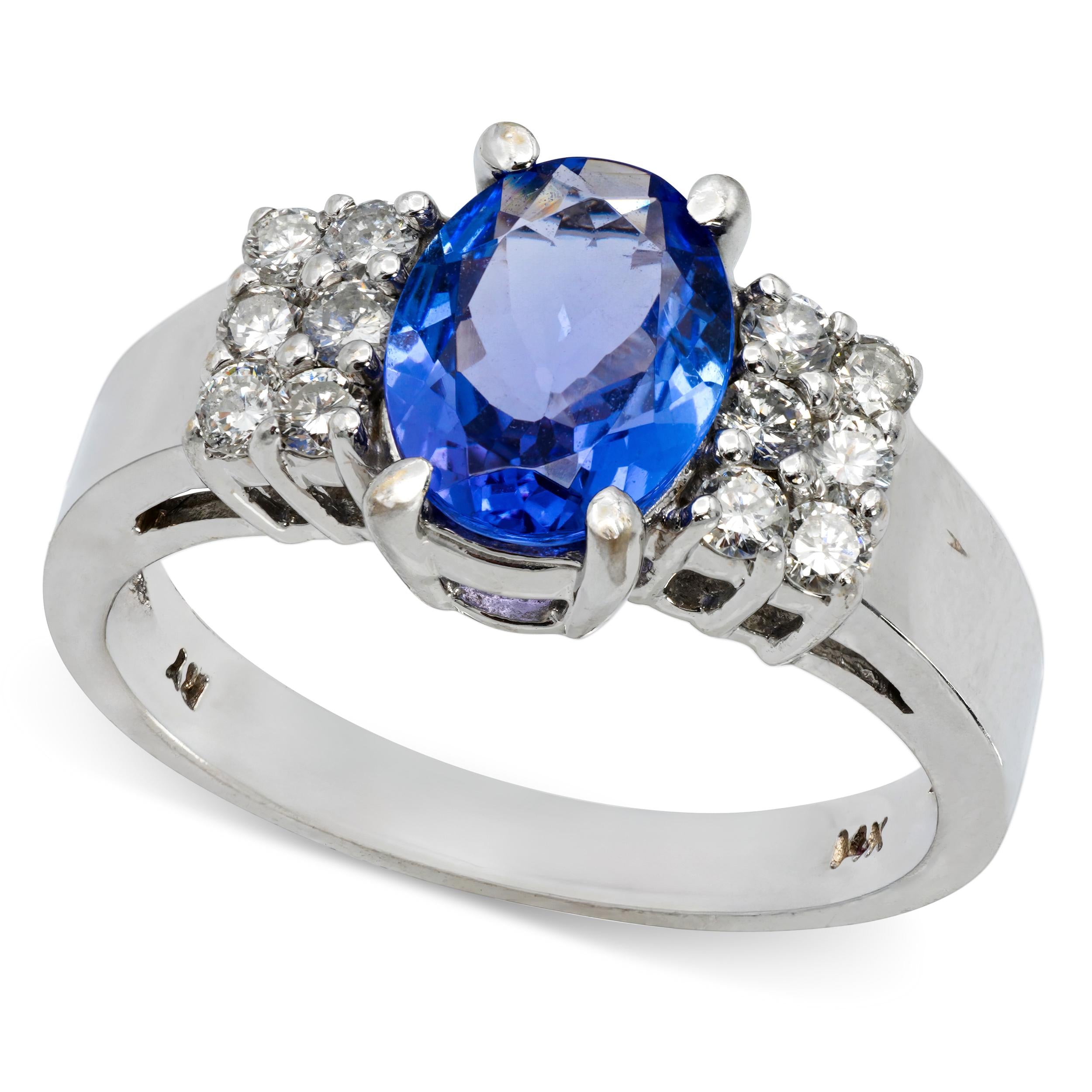 Vintage 14k White Gold Tanzanite and Diamond Ring