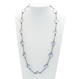 Art Deco Sterling Silver Pools of Light Rock Crystal Bead Necklace