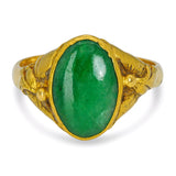 Vintage 23k Yellow Gold Green Jade Ring