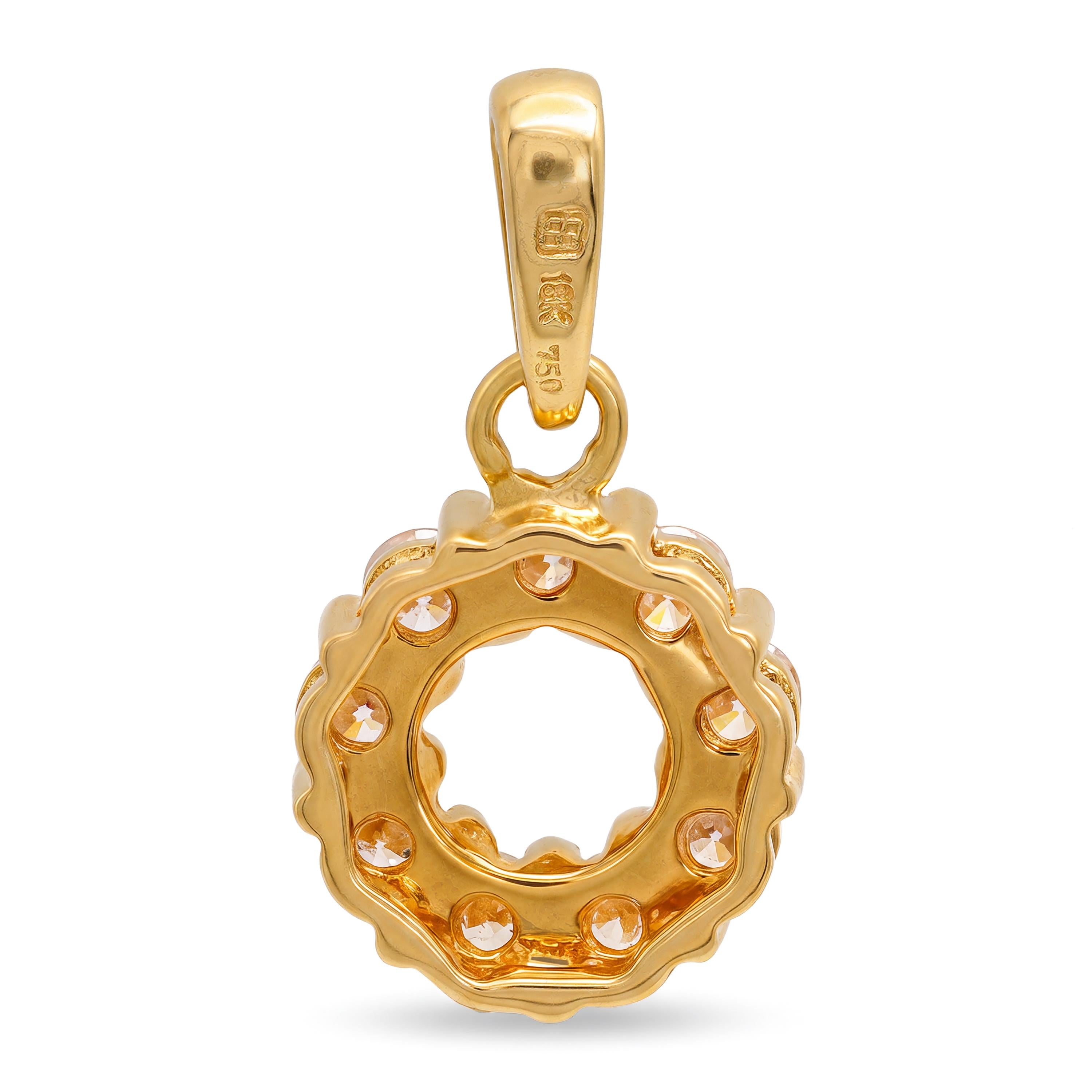 18k Yellow Gold Diamond Circle Pendant
