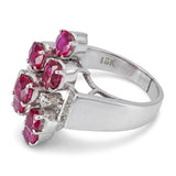 Vintage Ruby and Diamond Cluster Cocktail Ring