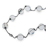 Art Deco Sterling Silver Pools of Light Rock Crystal Bead Necklace