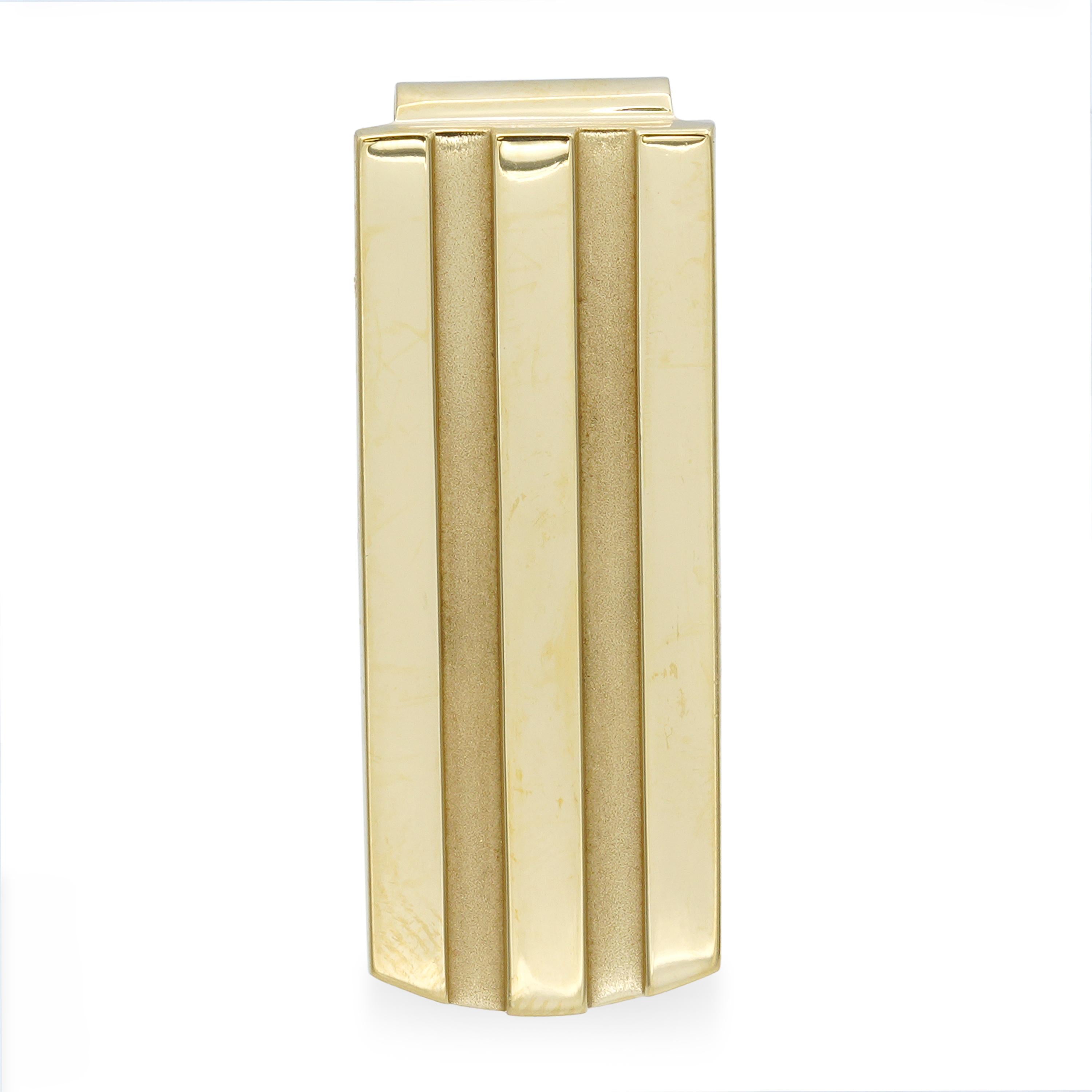 Vintage 18k Yellow Gold Tiffany & Co. Ridged Satin & Polished Finish Money Clip