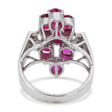 Vintage Ruby and Diamond Cluster Cocktail Ring