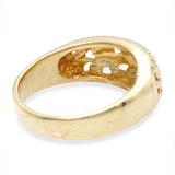Vintage Mings 14k Yellow Gold Openwork Birds in Plum Motif Domed Band Ring