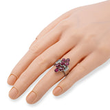 Vintage Ruby and Diamond Cluster Cocktail Ring