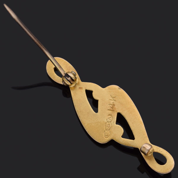 Vintage L&A Signed 14K Yellow Gold Brooch Pin