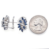 Estate 14K White Gold Sapphire & 0.76 TCW Diamond Omega-Back Infinity Earrings