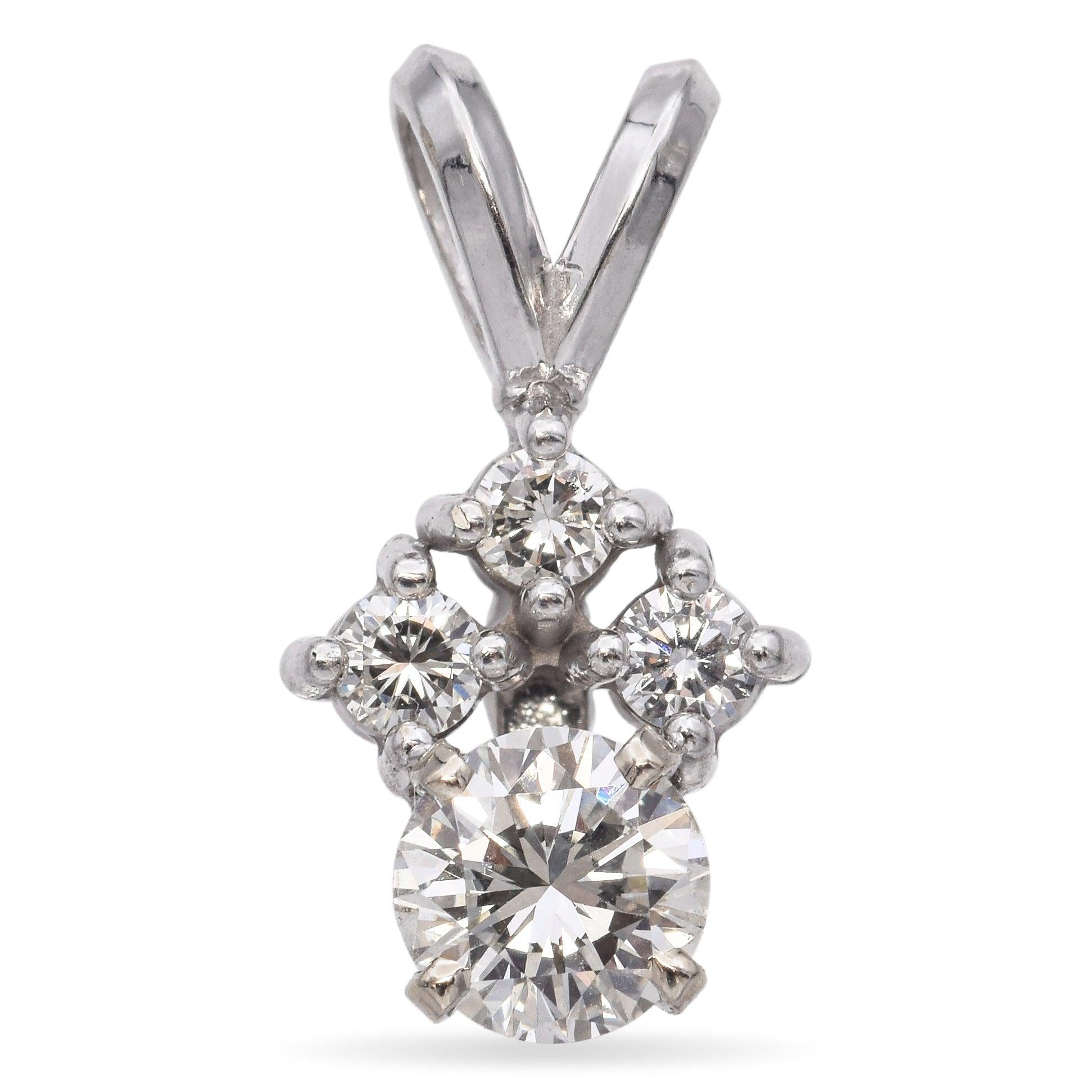 14k White Gold 0.54tcw Four Diamond Pendant