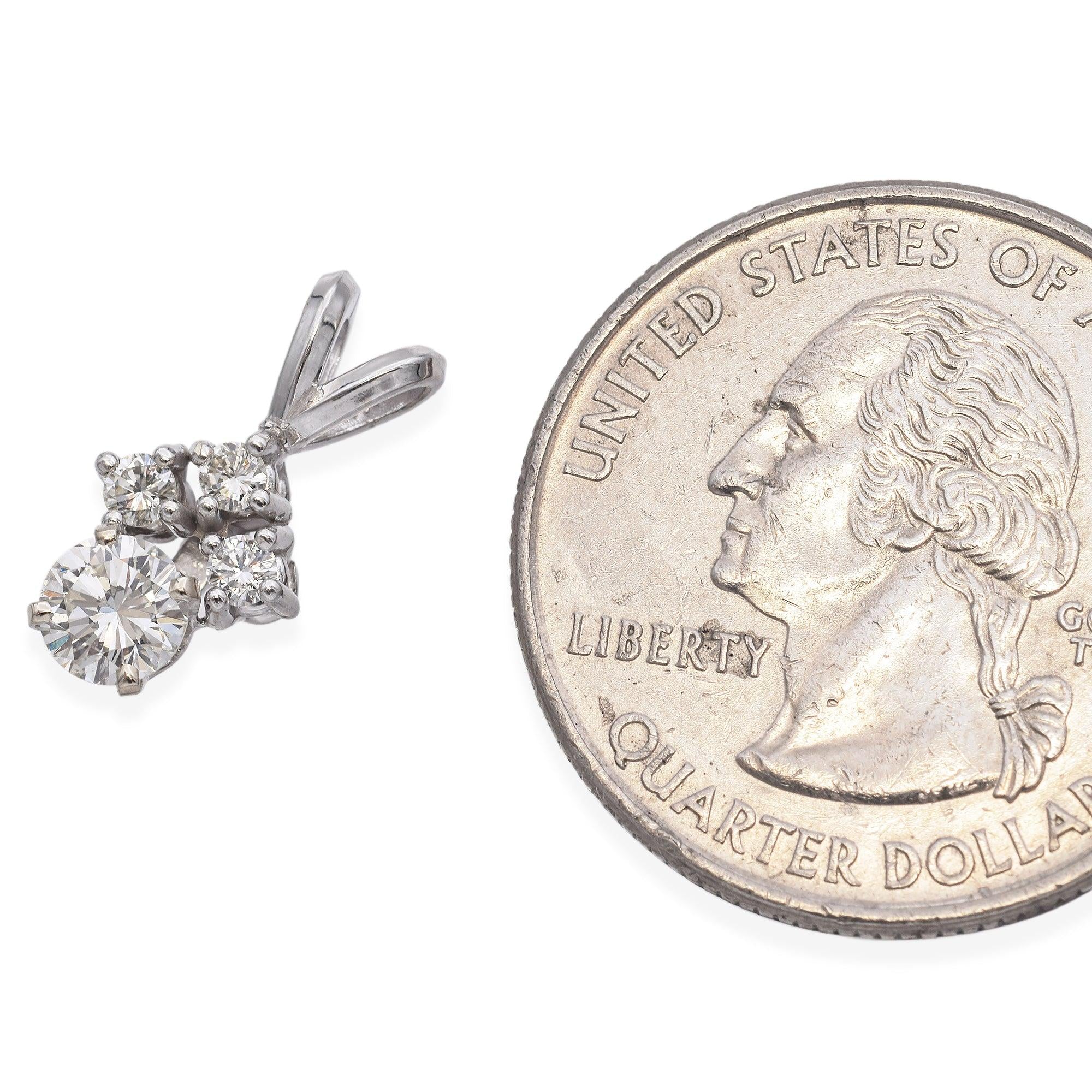 14k White Gold 0.54tcw Four Diamond Pendant