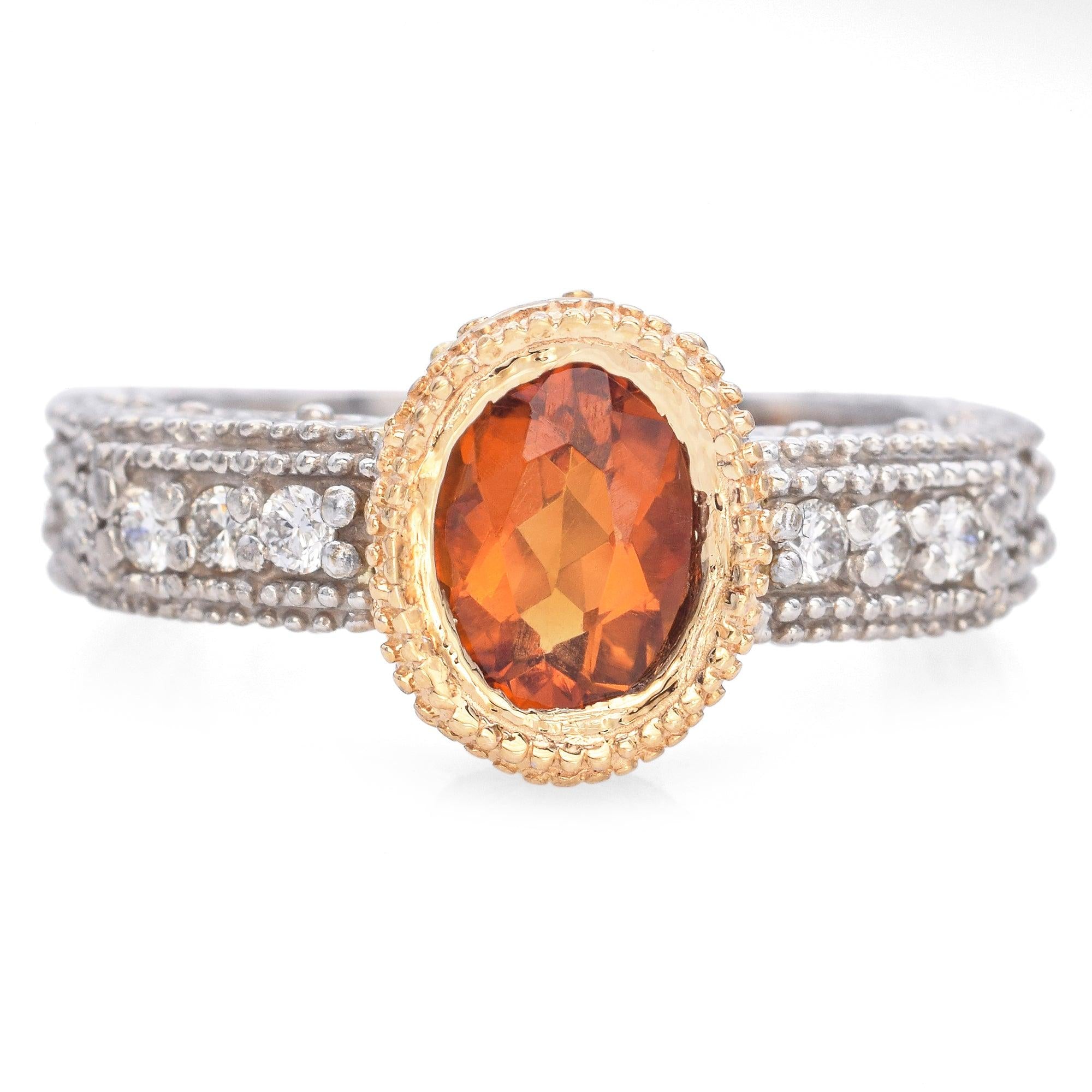 14K White and Yellow Gold 0.66ct Citrine and Diamond Ring
