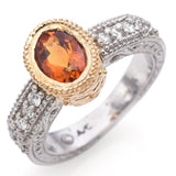 14K White and Yellow Gold 0.66ct Citrine and Diamond Ring