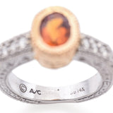 14K White and Yellow Gold 0.66ct Citrine and Diamond Ring