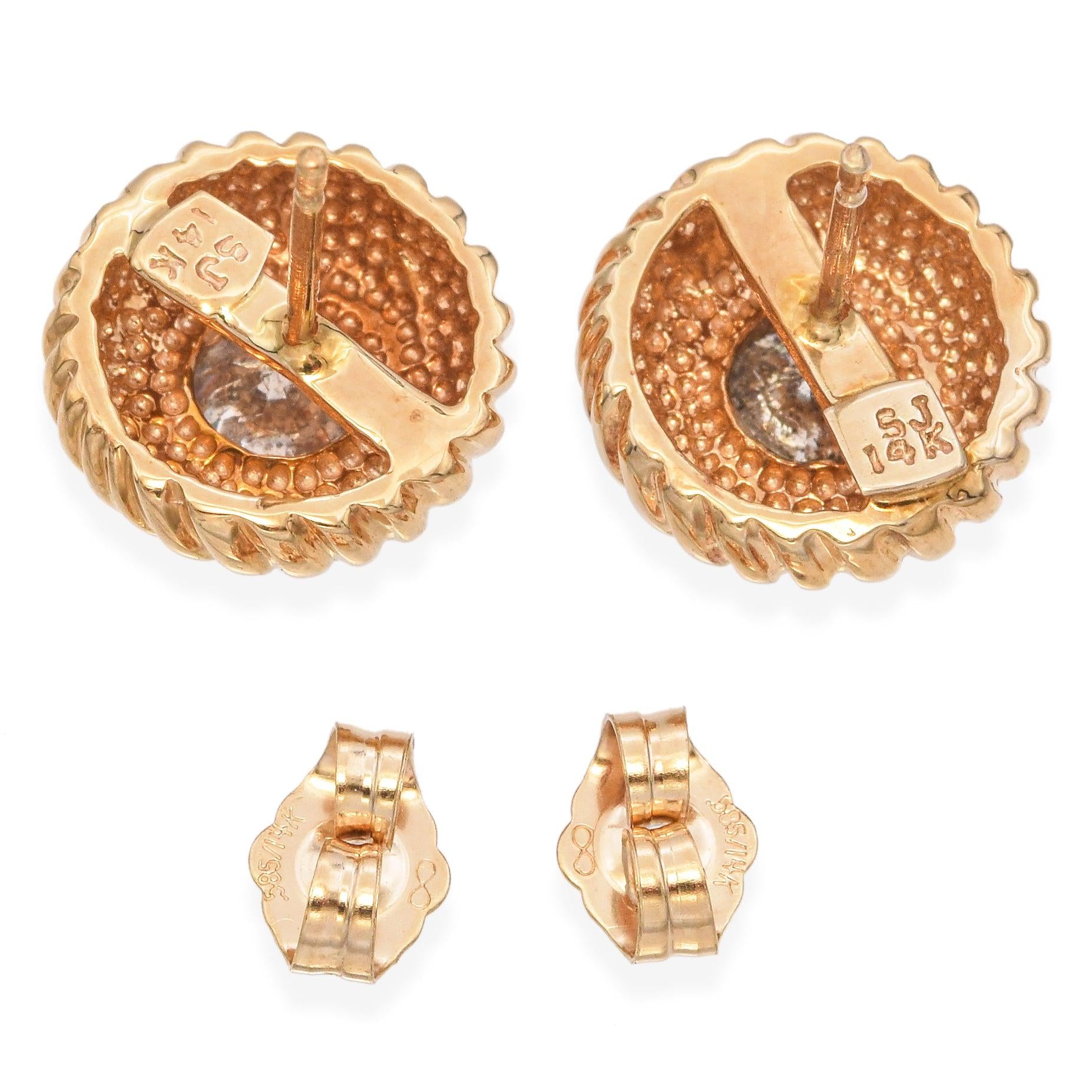 14k Yellow Gold 1.22tcw Diamond Bezel Set Stud Earrings