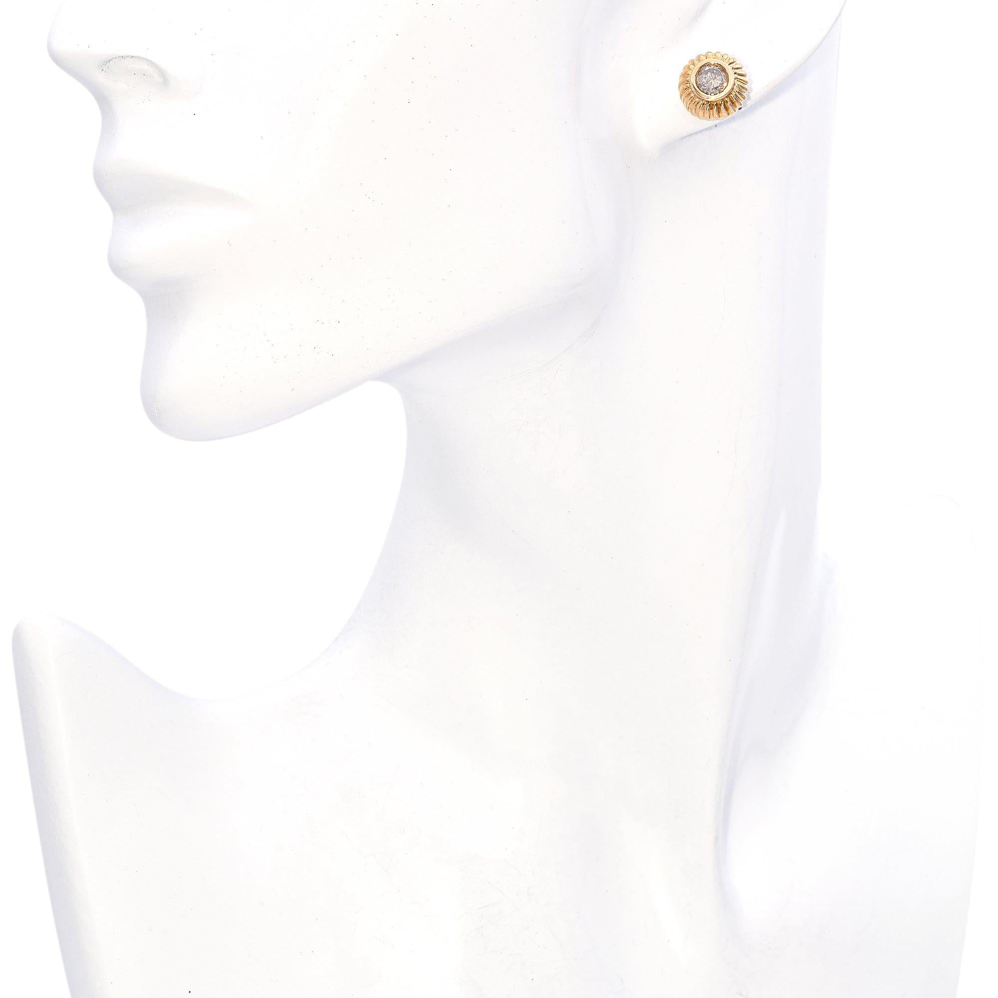 14k Yellow Gold 1.22tcw Diamond Bezel Set Stud Earrings