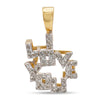 Vintage 10k White and Yellow Gold Diamond I Love You Pendant