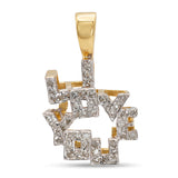 Vintage 10k White and Yellow Gold Diamond I Love You Pendant