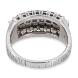 Vintage 9k White Gold Diamond Three Row Ring