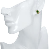 Vintage 18k Yellow Gold Emerald and Diamond Halo Clip On Earrings