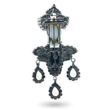 Lawrence Vrba Figural Jade Glass & Rhinestone Dangle Brooch