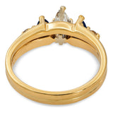 Vintage 14k Yellow Gold Diamond and Sapphire Five Stone Ring