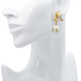 Vintage 18k Yellow Gold Semi Baroque Pearl Screw Back Earrings