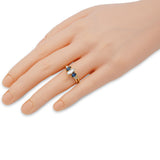 Vintage 14k Yellow Gold Diamond and Sapphire Five Stone Ring