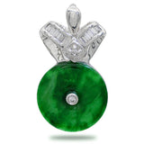 18K White Gold Jadeite Jade and Diamond Pendant