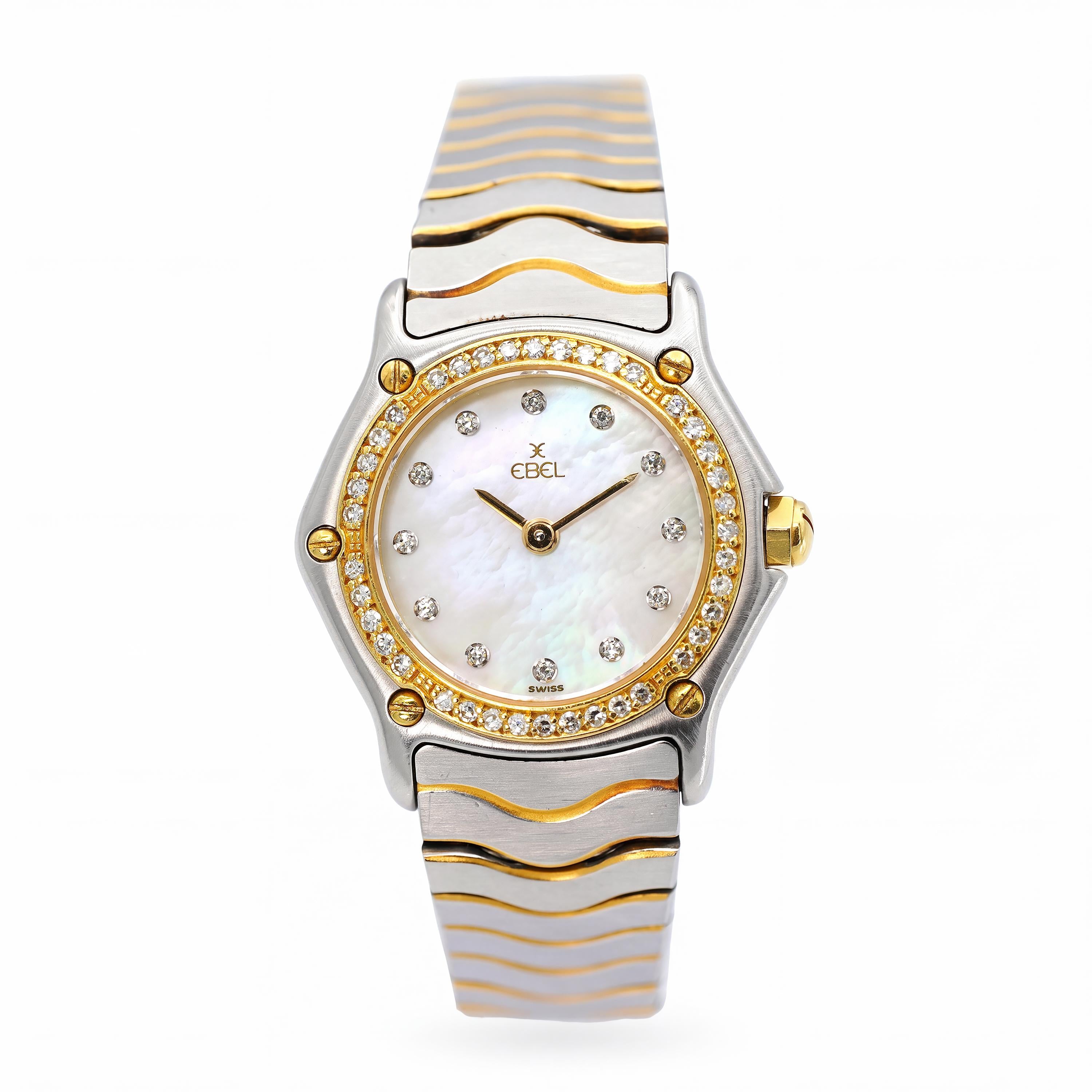 Ebel Classic Wave Two Tone Diamond Bezel MOP Dial Women's Quartz Watch