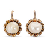 Antique 14k Rose Gold 6.85mm Pearl Earrings
