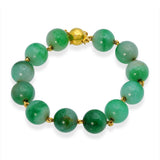 Vintage 18k Yellow Gold Jadeite Jade Bead Link Bracelet