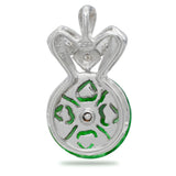 18K White Gold Jadeite Jade and Diamond Pendant