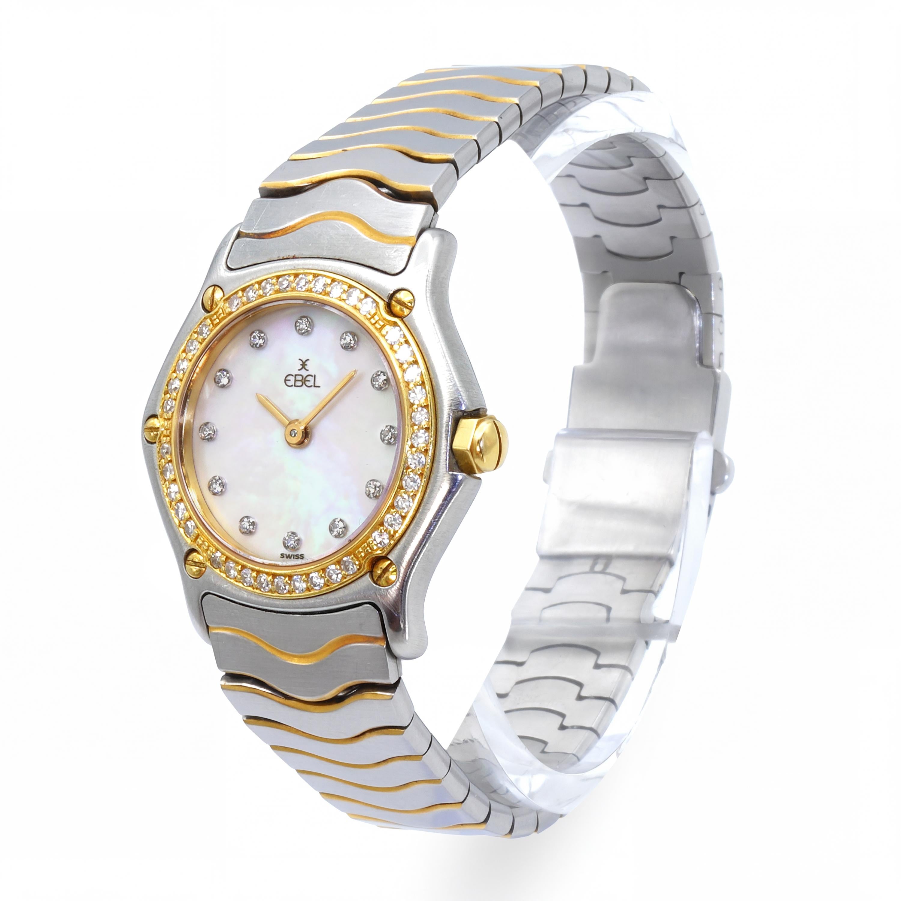 Ebel Classic Wave Two Tone Diamond Bezel MOP Dial Women's Quartz Watch