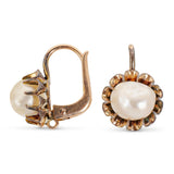 Antique 14k Rose Gold 6.85mm Pearl Earrings