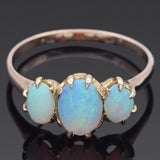 Antique 10K Yellow Gold Opal Band Ring Size 8