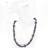 Estate Southwestern Sterling Silver Lapis Navajo Pearl Beaded Strand Necklace