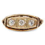 Antique Art Deco 12k Yellow and White Gold OEC Diamond Three Stone Ring